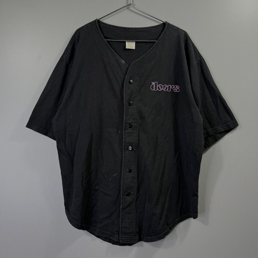Vintage The Doors Shirt Mens XL Black Winterland Baseball Graphic Button Up 90s